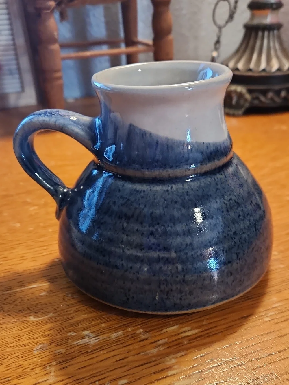 Vintage Glazed Pottery No Spill Coffee Mug - Picture 3 of 6